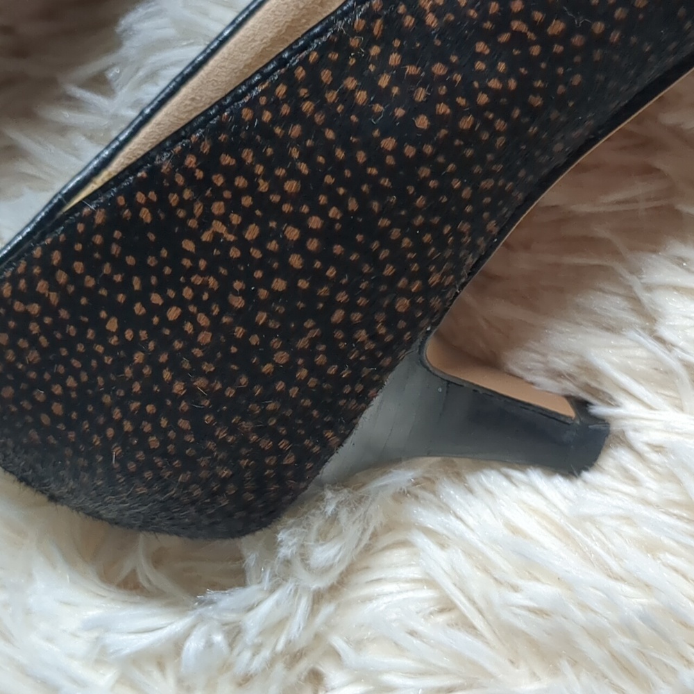Clarks Artisan Leopard Calf Hair Animal Print Heels Pumps Leather Hair Size 7.5 - Picture 4 of 12